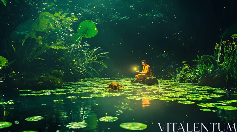 Pond Meditation AI Image