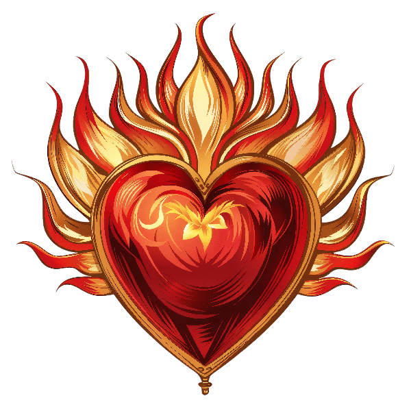 Passionate Heart with Flames Design POD Design