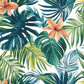 Tropical Leaves and Lush Lilies Pattern