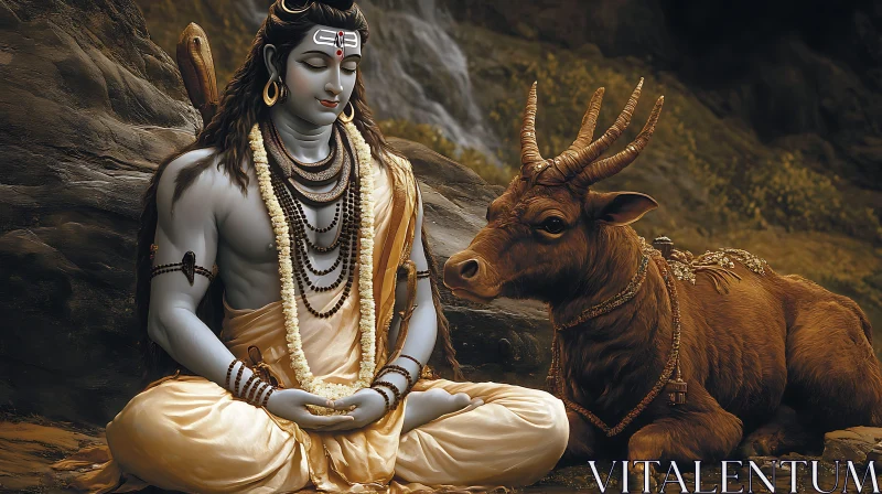 Sacred Meditation with Animal Companion AI Image