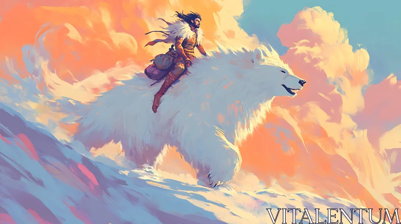 AI ART Winter Ride With Polar Bear