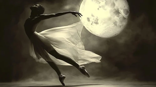Ethereal Ballerina Dancing Under the Moonlight