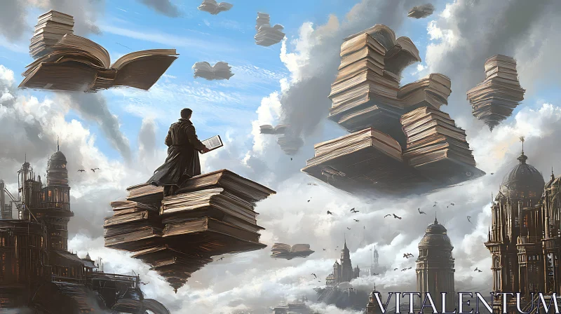 AI ART Surreal Sky-High Library