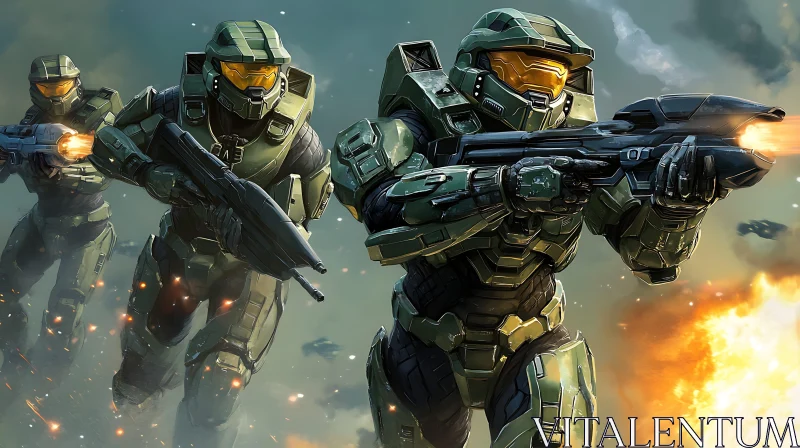 Halo Soldiers Ready for Battle AI Image