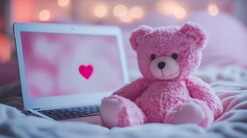 Teddy Bear and Laptop with Heart