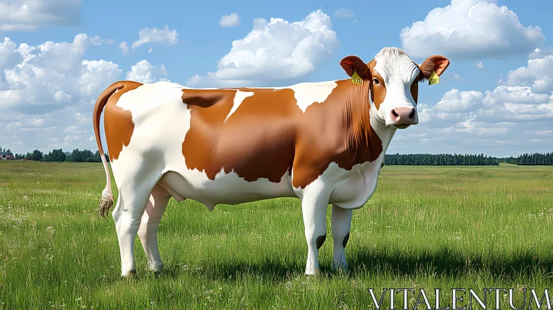 Serene Cow in Pasture AI Image