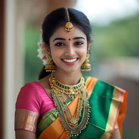 Portrait of Woman with Gold Jewelry