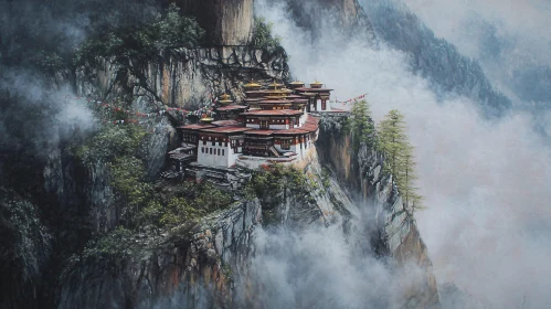 Mountain Monastery Amidst the Clouds