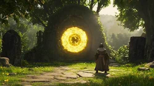 Glowing Portal in Ancient Forest