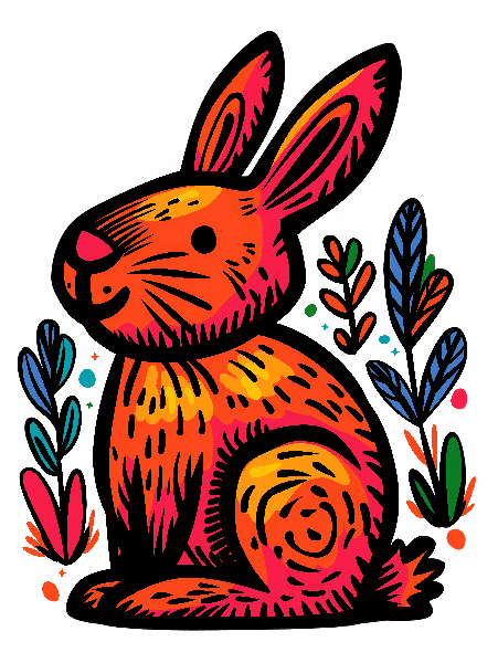 POD Design Vibrant Rabbit Art for Apparel