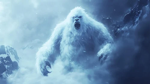 Fearsome Yeti in Mountain Mist