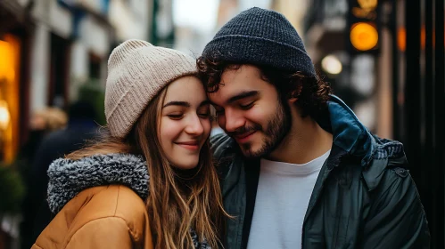 Romantic Embrace of a Young Couple