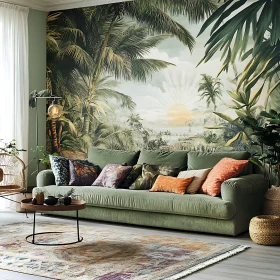 Jungle-Themed Living Room Decor
