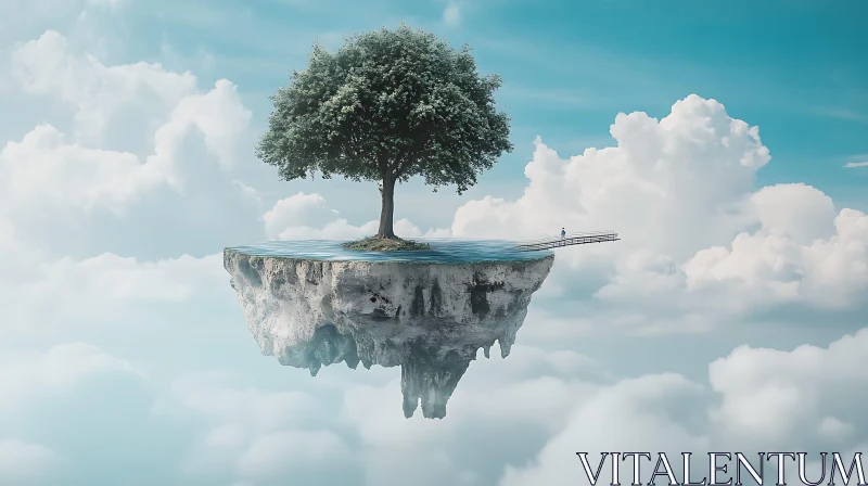 Isolated Island in the Sky Artwork AI Image