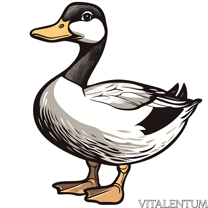 AI ART Stylized Duck Cartoon with Clean Lines