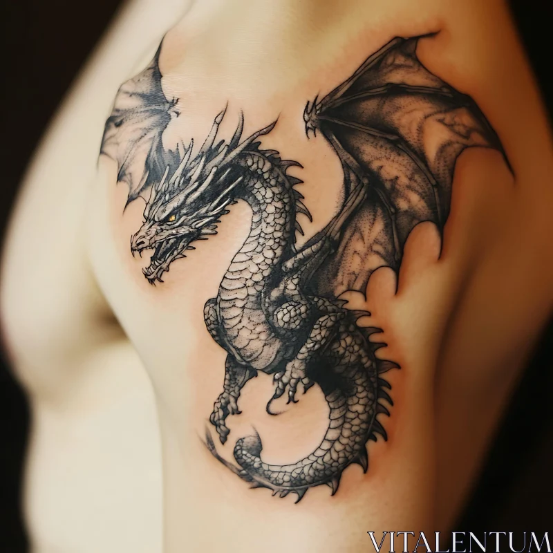 AI ART Detailed Dragon Tattoo on Shoulder