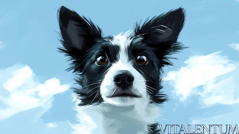 Artistic Dog Painting Sky Background AI Image