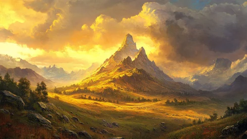 Golden Sunlight on Majestic Mountains