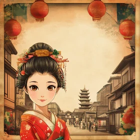 Serene Geisha Anime Style Portrait