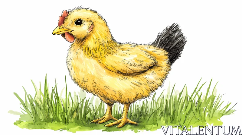 AI ART Chick Illustration in Nature