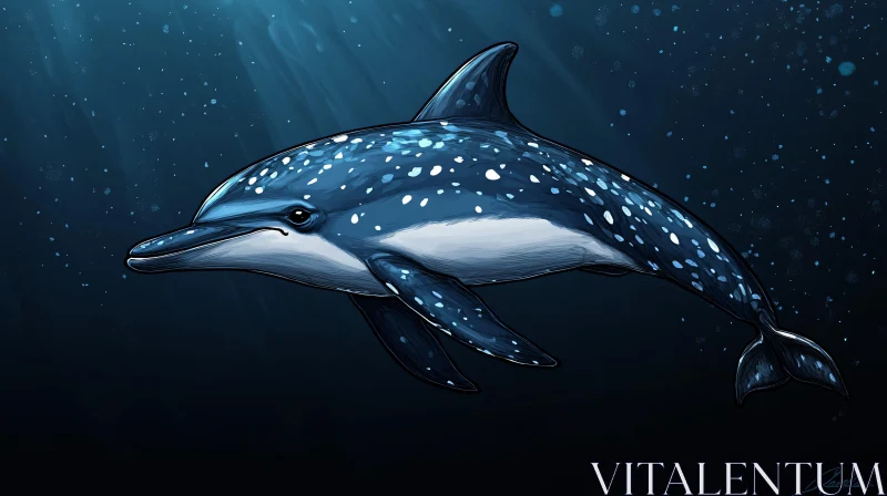 Starlit Dolphin Underwater AI Image