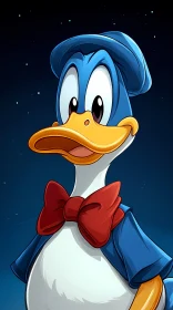 Animated Duck with Red Bow Tie