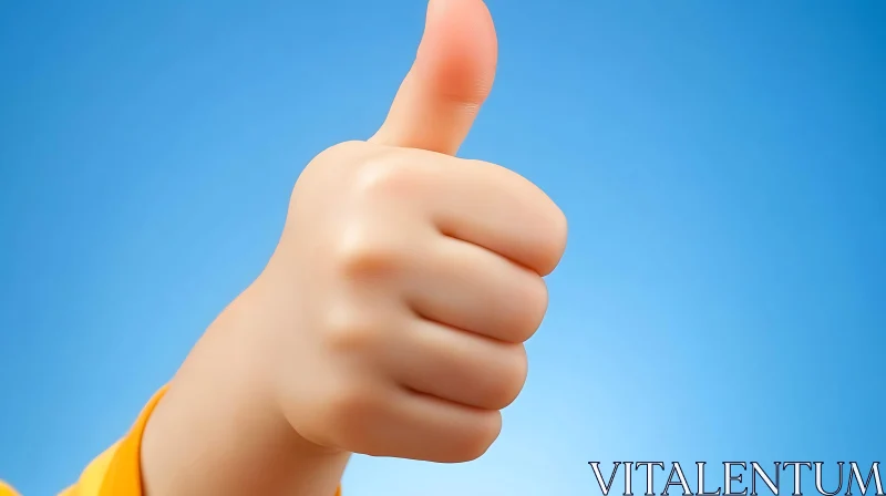 Optimistic Hand Gesture on Blue AI Image