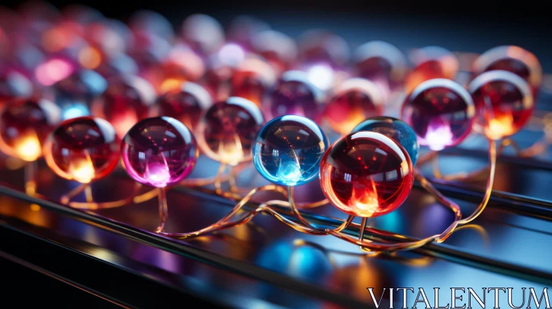 Colorful Glass Balls Floating on a Black Tray - Abstract Art AI Image
