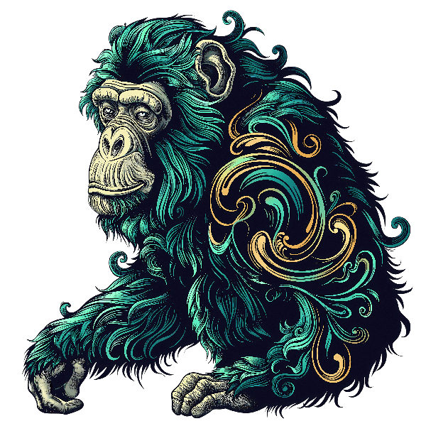 Decorative Monkey Art for Apparel POD Design