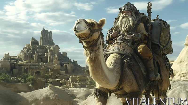 Camel Ride to the Ancient City AI Image