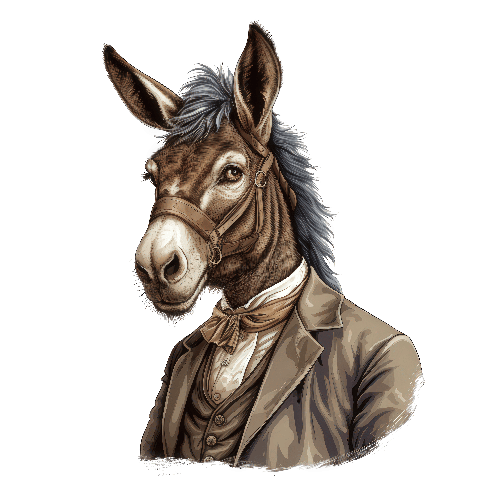 Donkey in Suit Digital Art - Serious Expression POD Design