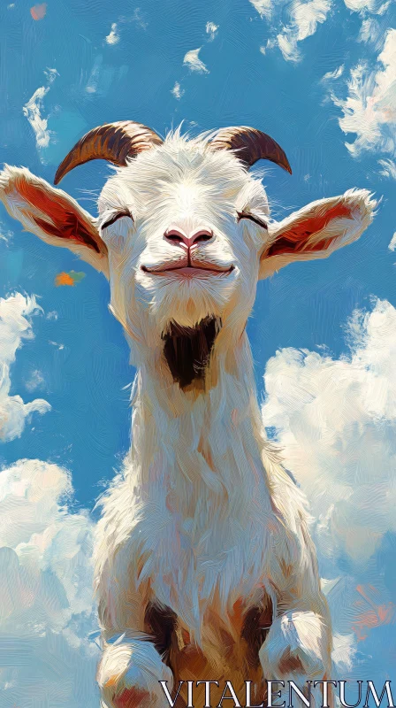 Joyful Goat Art in Nature AI Image