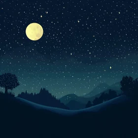 Starry Night Over Hills