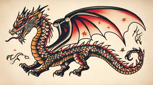 Bold Dragon Traditional Tattoo Art