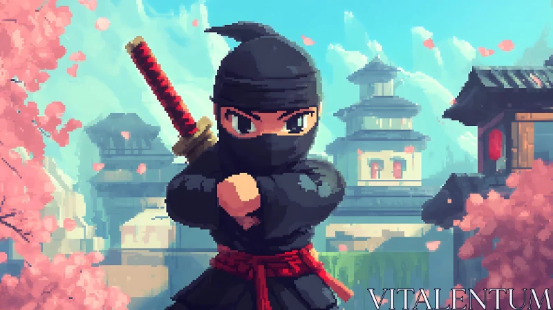 Ninja Pixel Art with Katana AI Image