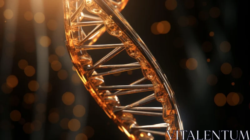 Gold DNA Strand Isolated on Black Background - Abstract Art AI Image
