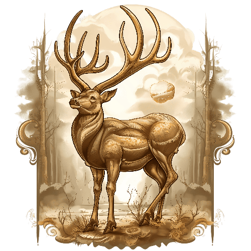 POD Design Intricate Drawing of Majestic Deer in Natural Setting