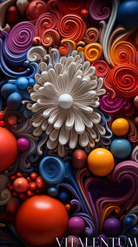 Intricate Paper Art – Swirling Colorful Patterns and Flowers AI Image