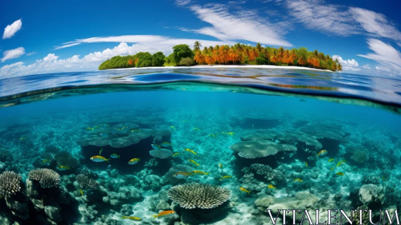 Nature's Underwater Wonders: Ocean, Reef and Island AI Image