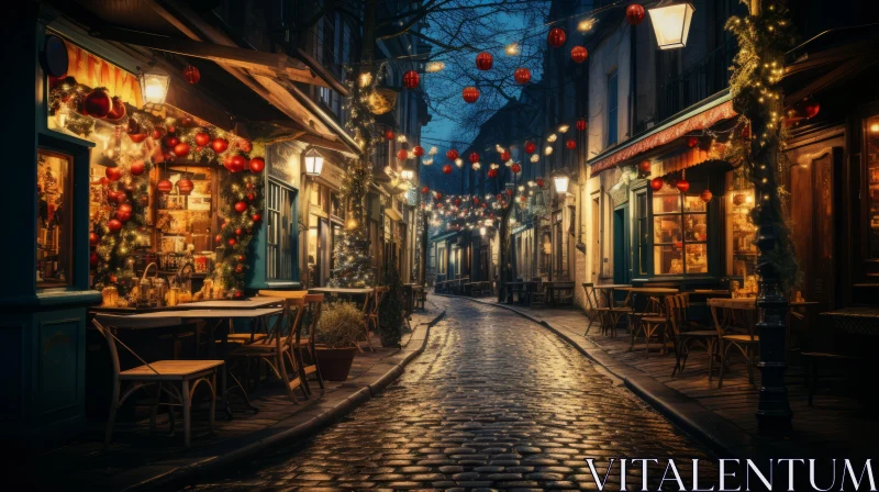 Parisian Christmas Evening: A Blend of Traditional and Contemporary Aesthetics AI Image
