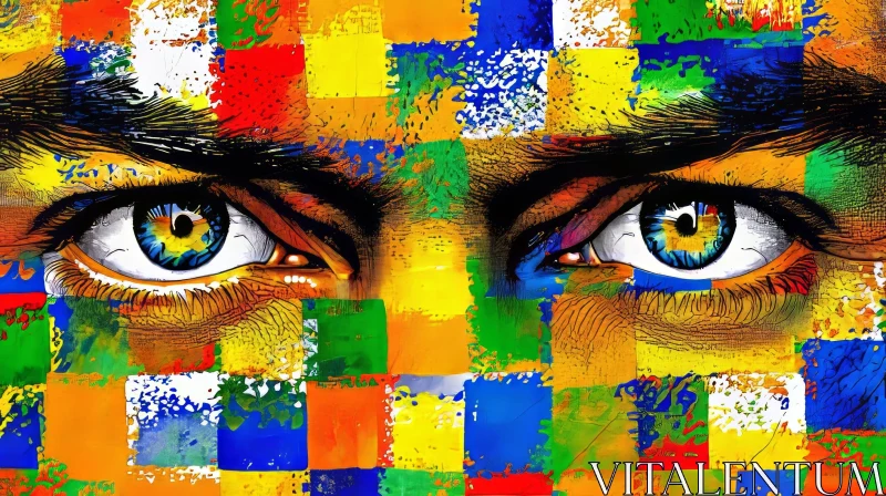 AI ART Vibrant Painting of Man's Eyes | Colorful Contemporary Art