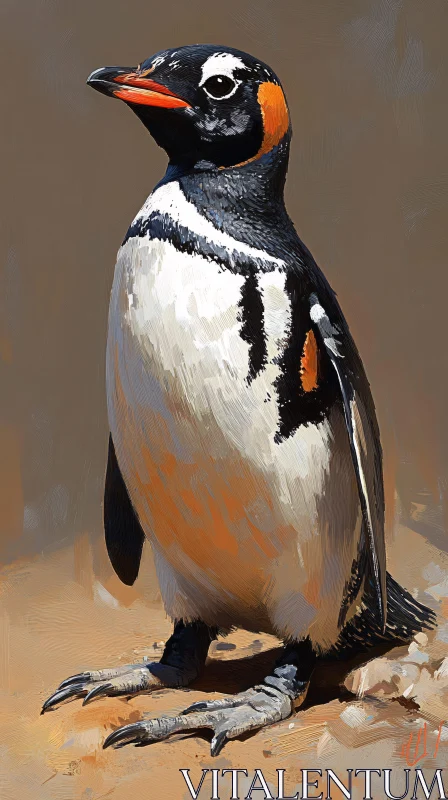 Colorful Brushstroke Penguin AI Image