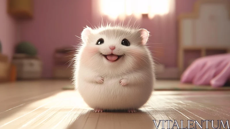 Joyful Hamster in Indoor Setting AI Image