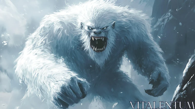 AI ART Angry Yeti Monster Roaring in the Mountains