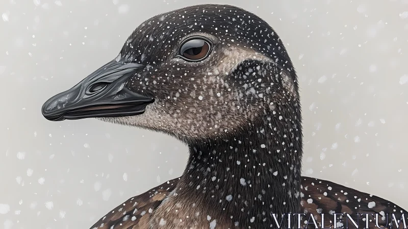 Duck in Winter Landscape AI Image