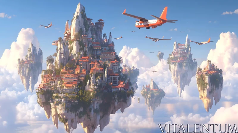 AI ART Fantasy City in the Sky