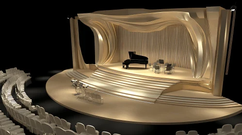 Ornate Theater Stage with Piano