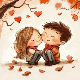 Sweet Cartoon Couple in Love