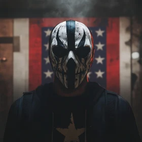 Mysterious Masked Character with US Flag