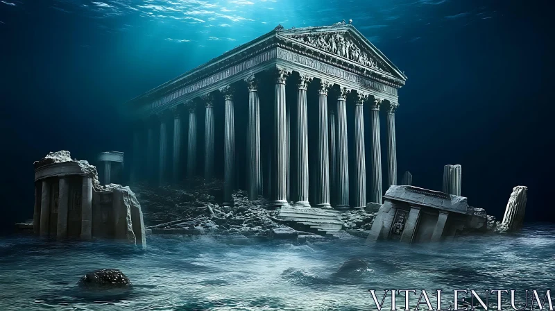 AI ART Underwater Temple Ruins